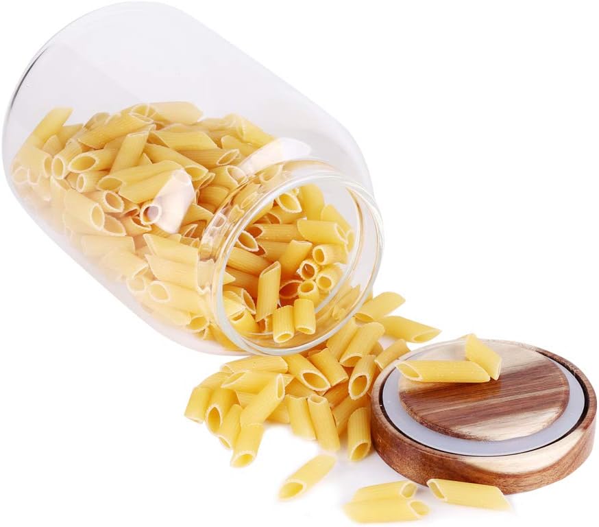 Glass Storage Jar, Food Storage Container/Canisters with Airtight Lid for Serving Tea, Coffee, Honey,.Spice, Perfect as a Cereal Dispenser (6.3 inch high)