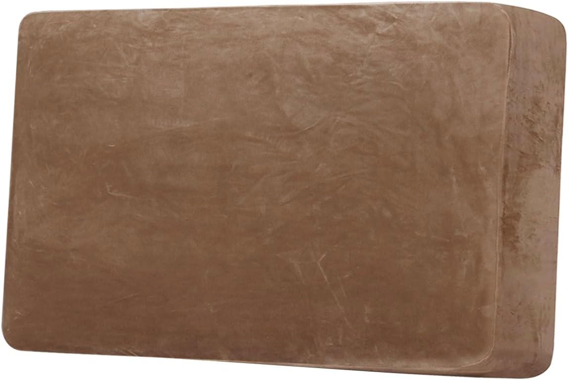 H.VERSAILTEX Velvet Stretch Individual Couch Cushion Cover Plush Slipcover for Loveseat Sofa Seat Furniture Protector Cover (1 Piece Loveseat Cushion Cover, Camel)