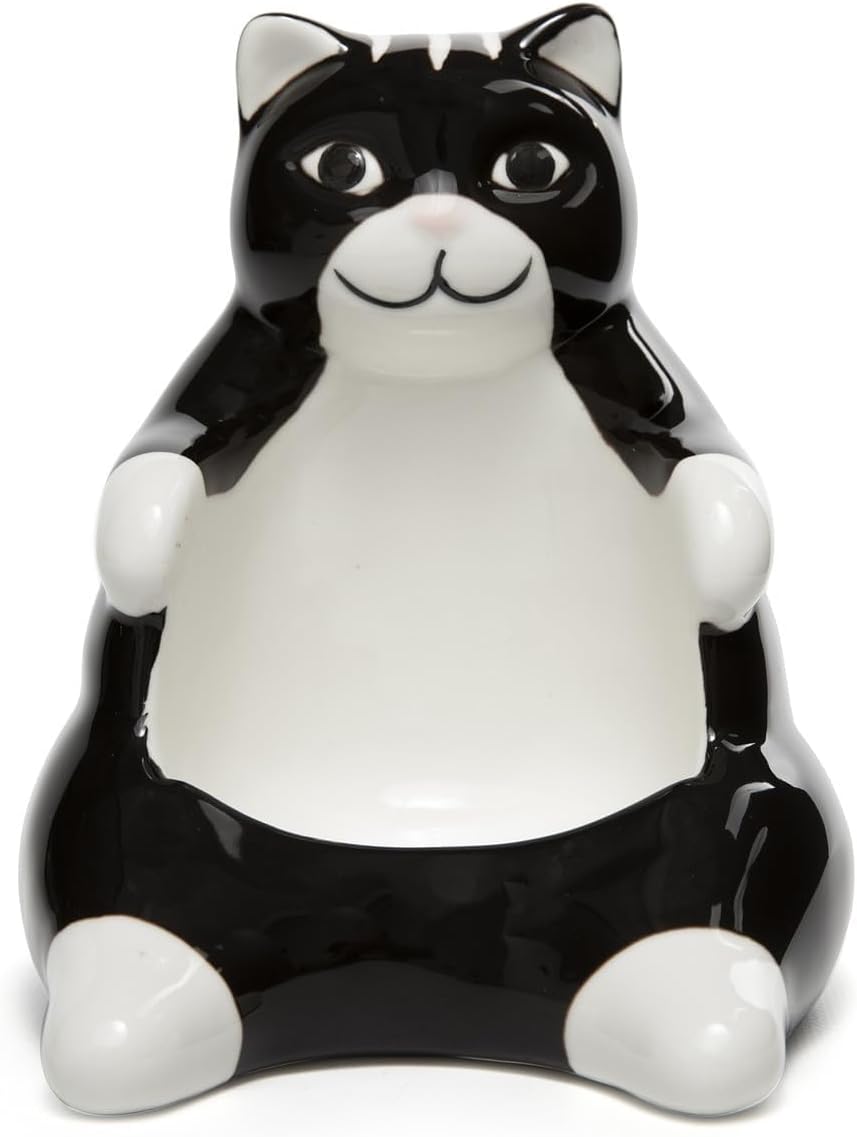 Ceramic Lazy Black Cat Home decor - Can be used as a candy dish, decorative bowl, tealight candle holder and jewelry tray | Unique Birthday gifts for Women, Mom, Grandma, Cat lover, Friend, Coworker