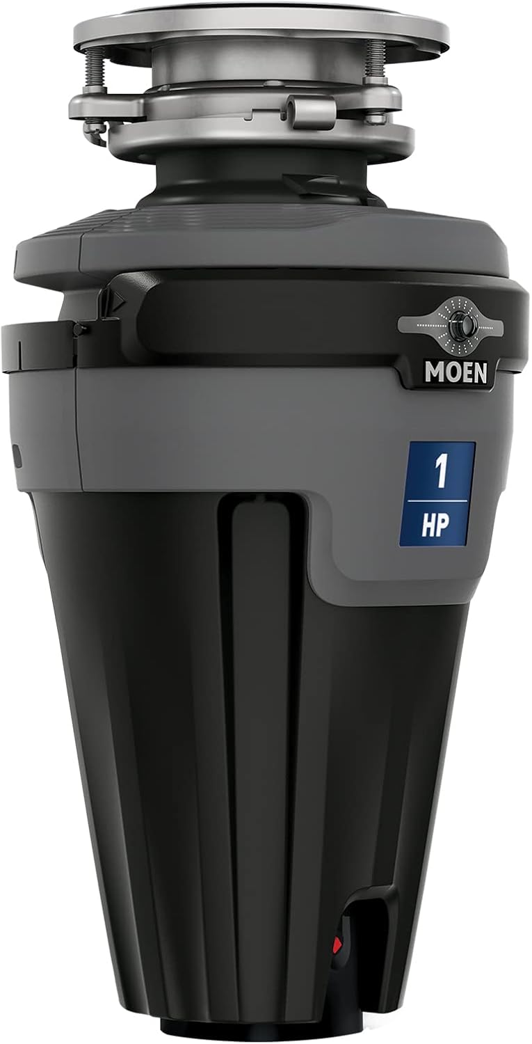 Moen Chef Series 1 HP Continuous Feed Lighted Garbage Disposal with Sound Reduction for Under Sink, Power Cord Included, EXL100C
