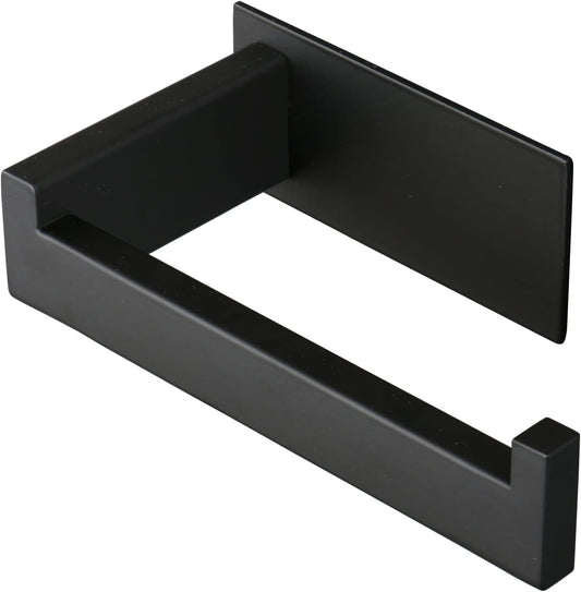 Toilet Paper Holder, Self Adhesive Tissue Holder Stainless Steel Rustproof Paper Roll Holder, No Drilling Easy to Install, Toilet Paper Rack Suitable for Office, Bathroom (Matte Black)