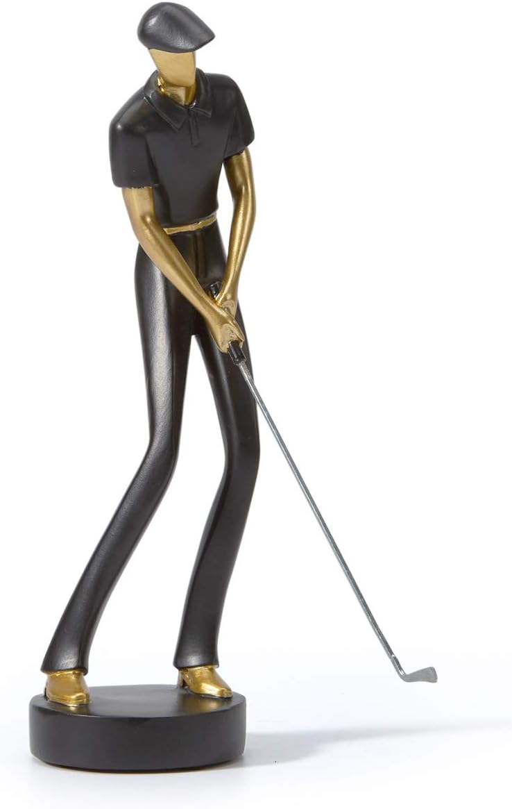 HAUCOZE Golf Figurine Statue Golfer Decoration Arts Home Decor Sculpture Polyresin Black 9.6 inch