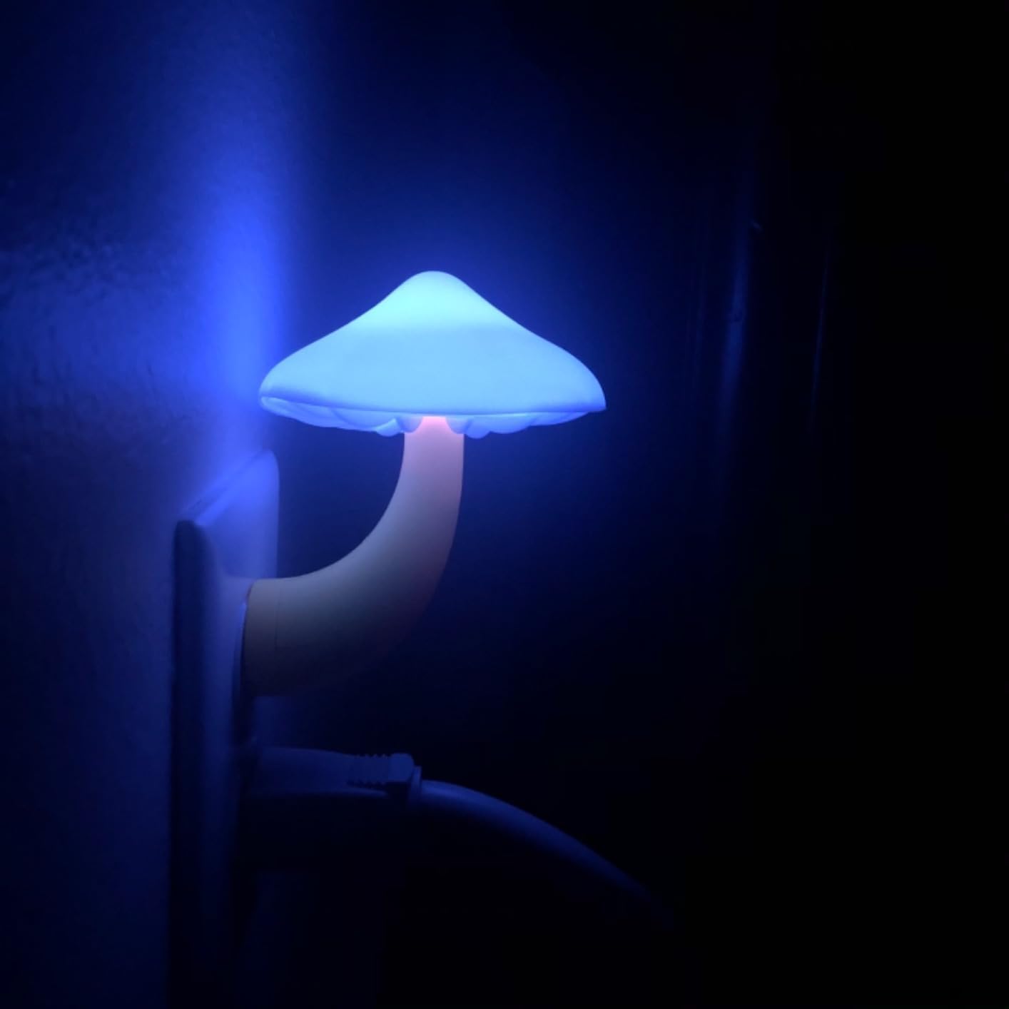 2Pack Sensor LED Night Light Plug in Lamp Mushroom Nightlight Cute Night Lights for Adults Kids Bedroom, Bathroom,Toilet,Hallway,Stairs,Kitchen Blue