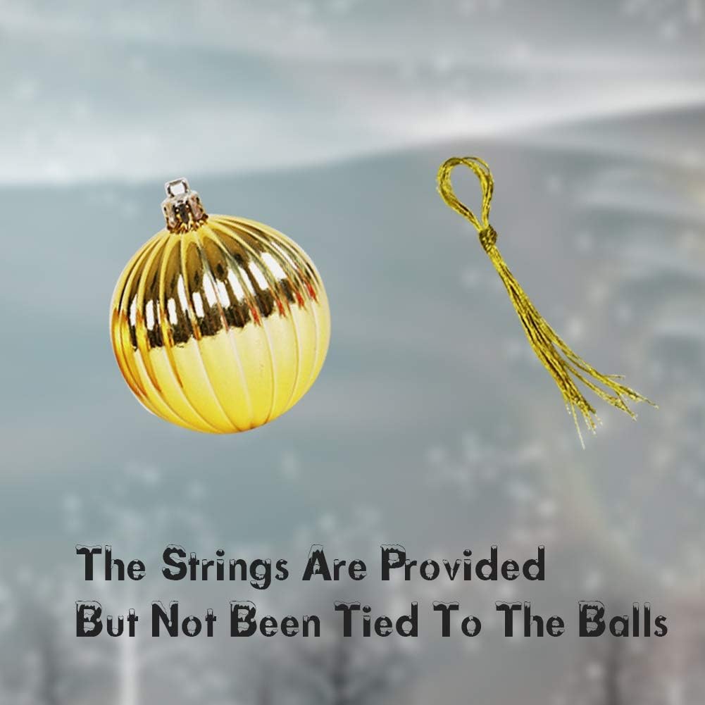 Lulu Home Christmas Ball Ornaments, 34 Ct 1.57" Pre-Strung Hanging Ornament Decorations, Xmas Shatterproof Plastic Balls for Holiday Party Wreath Garlands Trees, Golden