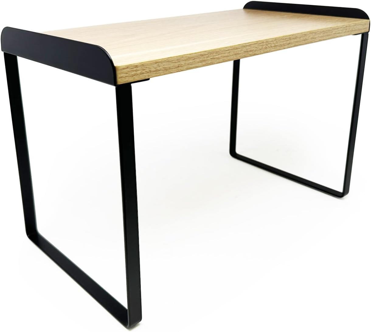 Mitus Shelf Organizer and Storage, Tiered Wood Cabinet Rack for The Kitchen Counter, Bathroom Counter, Pantry Cupboard, Office Desk Bookshelf, 12" Wide Natural and Black (Large)