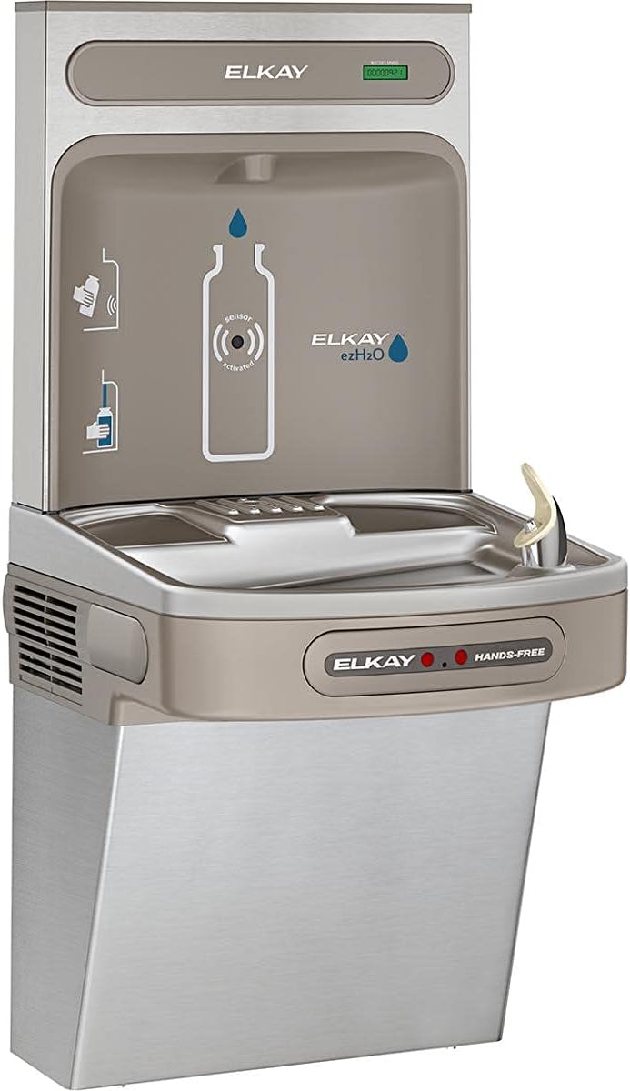 Elkay EZO8WS EZH2O Refrigerated Single Drinking Fountain with Bottle Filling Station and Hands Free Activation - Stainless Steel