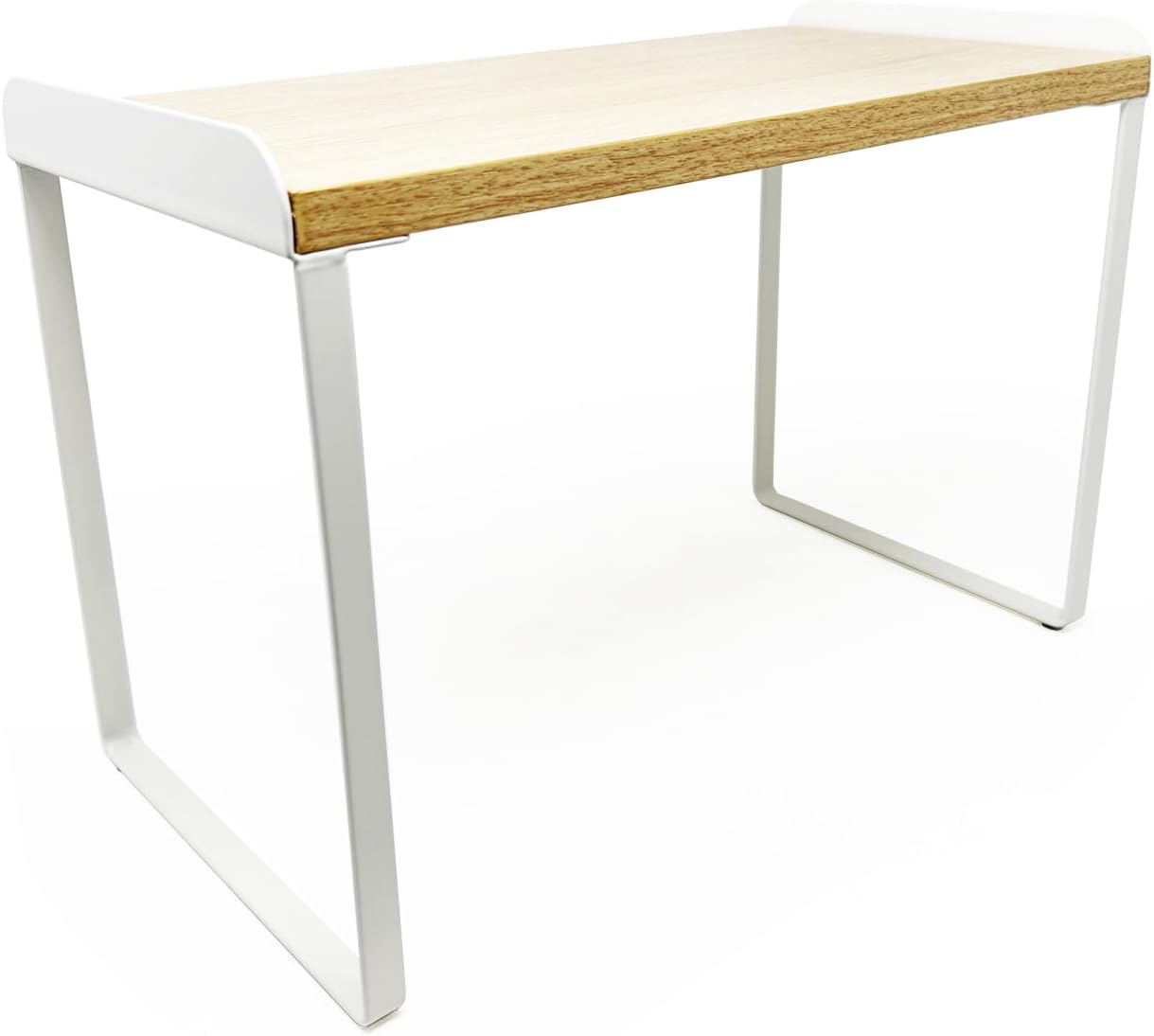 Mitus Shelf Organizer and Storage, Tiered Wood Cabinet Rack for The Kitchen Counter, Bathroom Counter, Pantry Cupboard, Office Desk Bookshelf, 12" Wide Natural and White (Large)