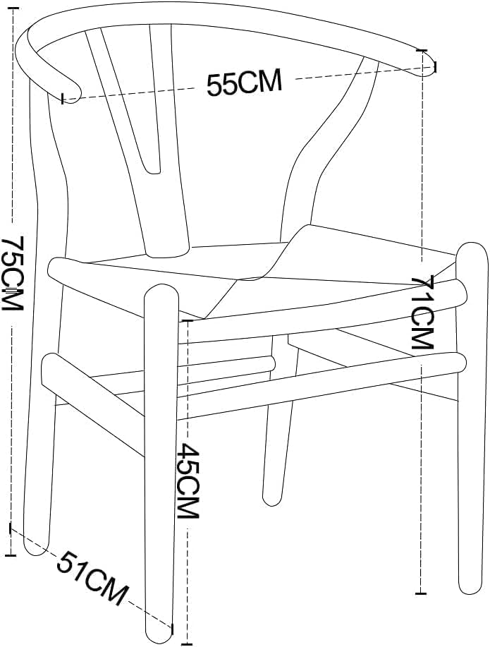 Tomile Solid Wood Wishbone Chair Y Chair Mid-Century Armrest Dining Chair, Hemp Seat (Ash Wood Black., Pack of 1)