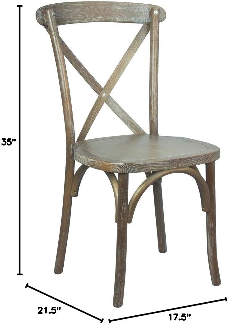 EMMA + OLIVER 2-Pack Medium with White Grain X-Back Chair