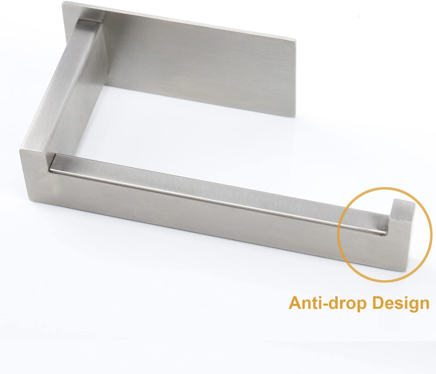 Toilet Paper Holder, Self Adhesive Tissue Holder Stainless Steel Rustproof Paper Roll Holder, No Drilling Easy to Install, Toilet Paper Rack Suitable for Office, Bathroom (Brushed Nickel)