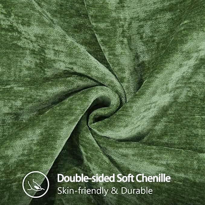 decorUhome Fall Chenille Soft Throw Pillow Covers 24x24 Set of 2, Farmhouse Velvet Neutral Decorative Euro Pillow Covers with Stitched Edge for Couch Sofa Bed Home Decor, Forest Elf