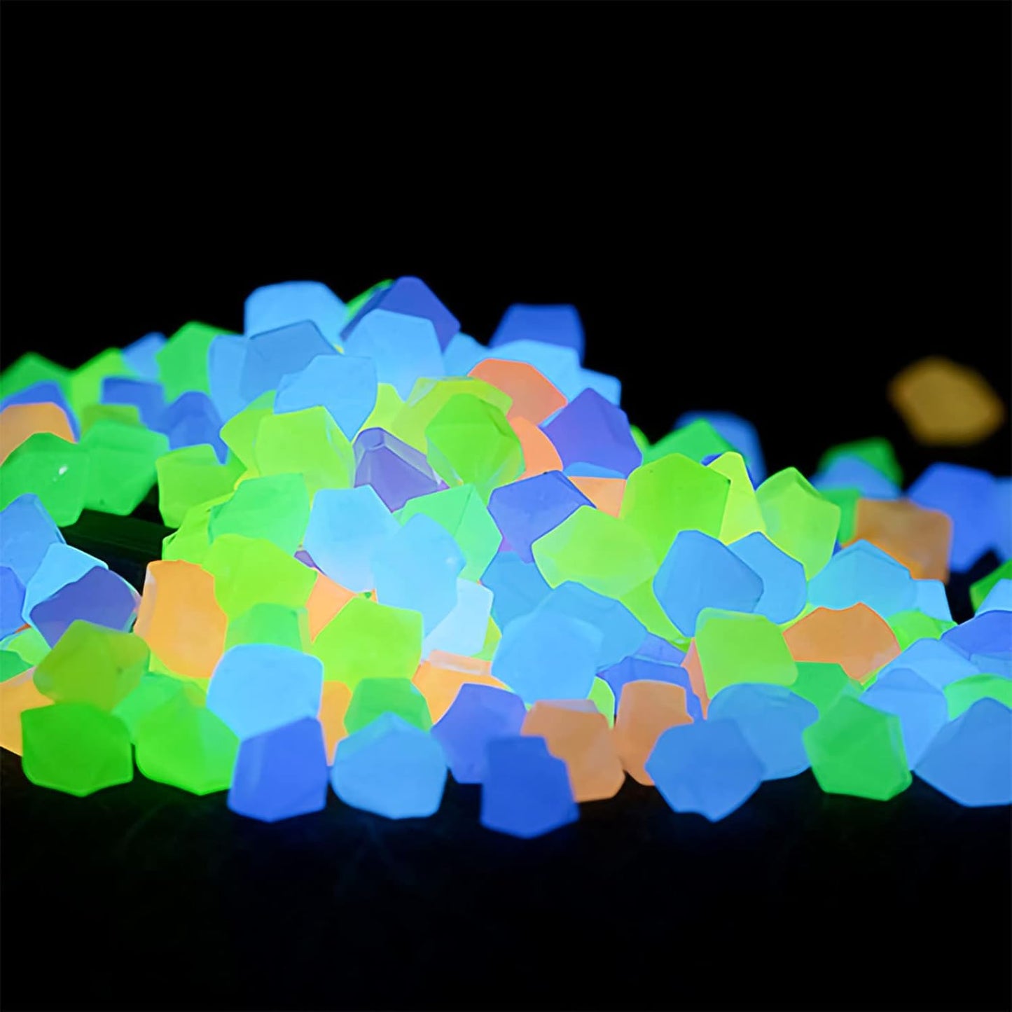 Glow in The Dark Rocks, 500PCS Fairy Garden Decorations Stones, Outdoor Decor for Mixd Color Luminous Pebble Stones for Plants/Backyard/Aquarium (1, Mixd, 500)