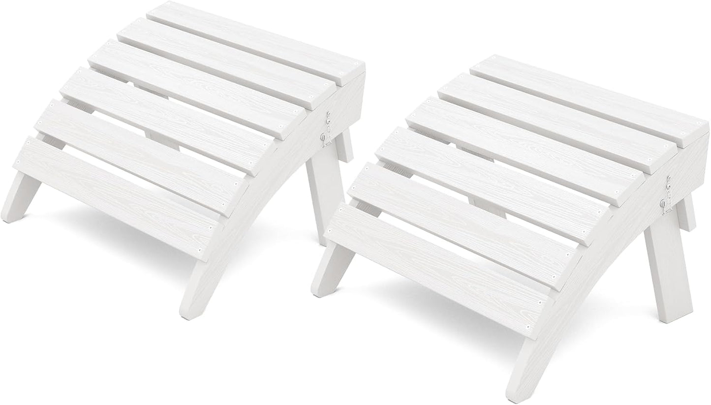 KINGYES Folding Adirondack Ottomans Set of 2 for Adirondack Chair, White