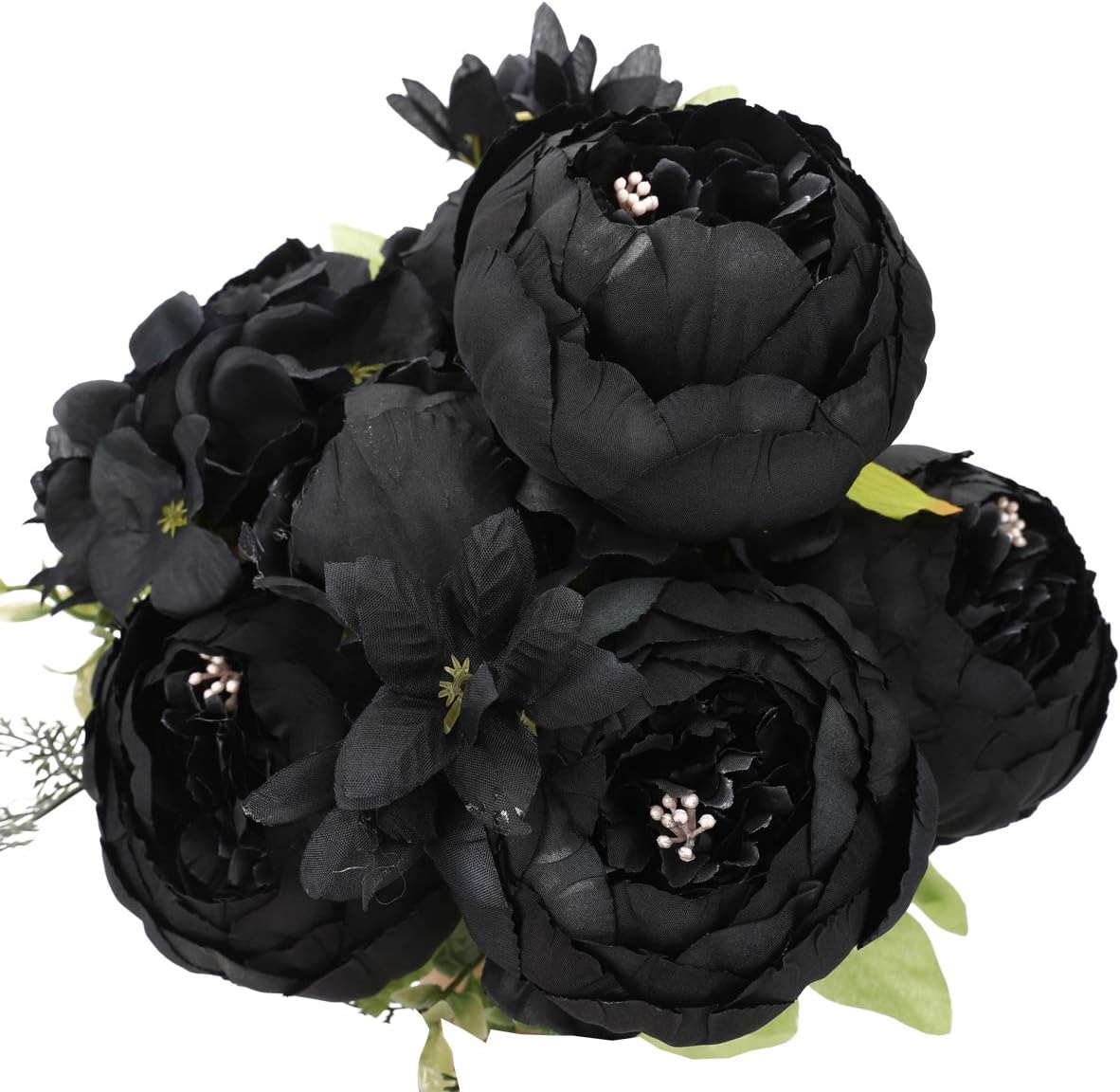 Duovlo Artificial Peony Silk Flowers Fake Flowers Vintage Wedding Home Decoration,Pack of 1 (Black)
