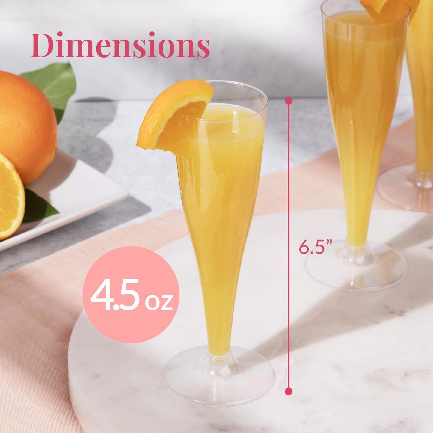 Prestee Set of 200 Plastic Champagne Flutes - Clear Champagne Glasses for Parties, Weddings, Events - 4.5 oz Disposable Drinkware - Elegant Stemware for Toasts Cocktails Mimosas