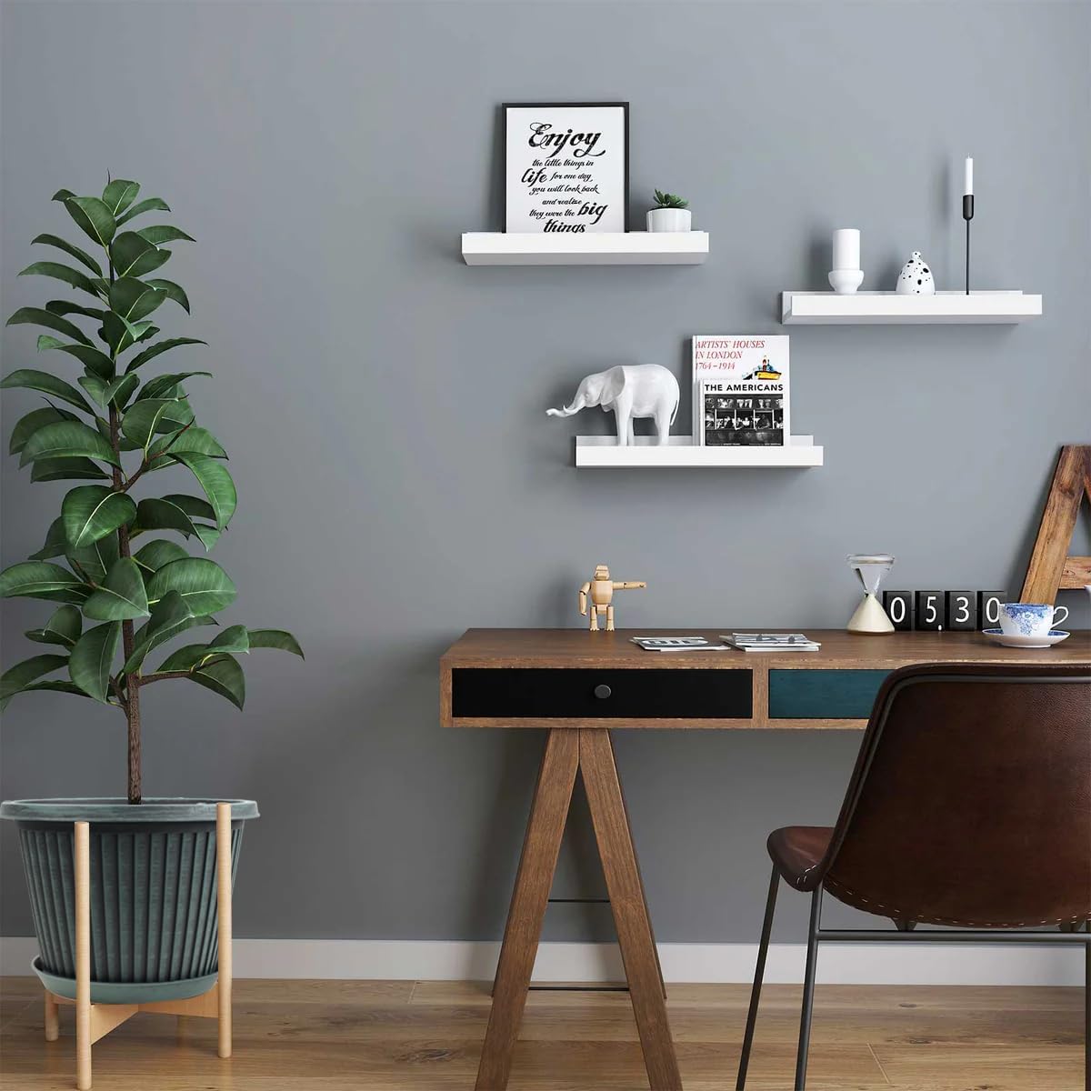 Large-Planter-Indoor-Outdoor Plant Pots, 14 inch 4 Pack Plastic Flower Pots with Saucer And Drainage Holes, Modern Garden Planters For Planting Medium Large Plants， Decorative Resin Garden Pots