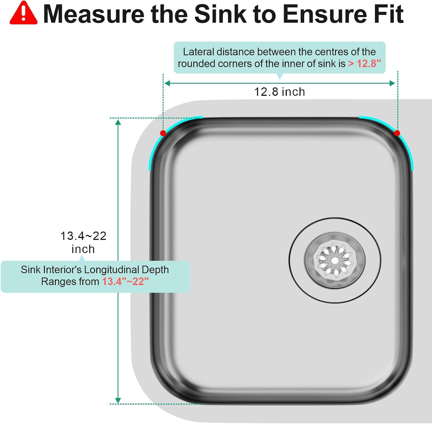 GSlife in Sink Dish Drying Rack - Capacity Expandable Stainless Steel Over Sink Dish Drainer Drying Rack (13.4''-20.4'') with Silicone Mat for Kitchen Counter Large Capacity, Black