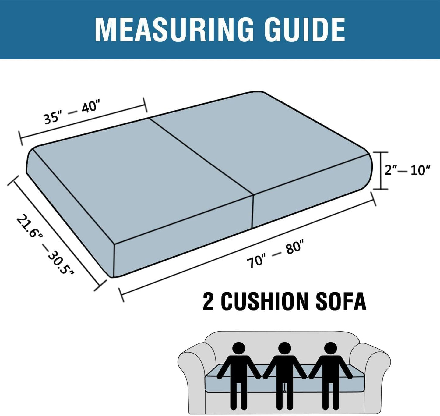 H.VERSAILTEX Super Stretch Individual Seat Cushion Covers Sofa Covers Couch Cushion Covers Slipcover Sets Thick Jacquard Textured Twill Fabric (2 Piece Large Sofa Cushion Covers, Bronze Green)