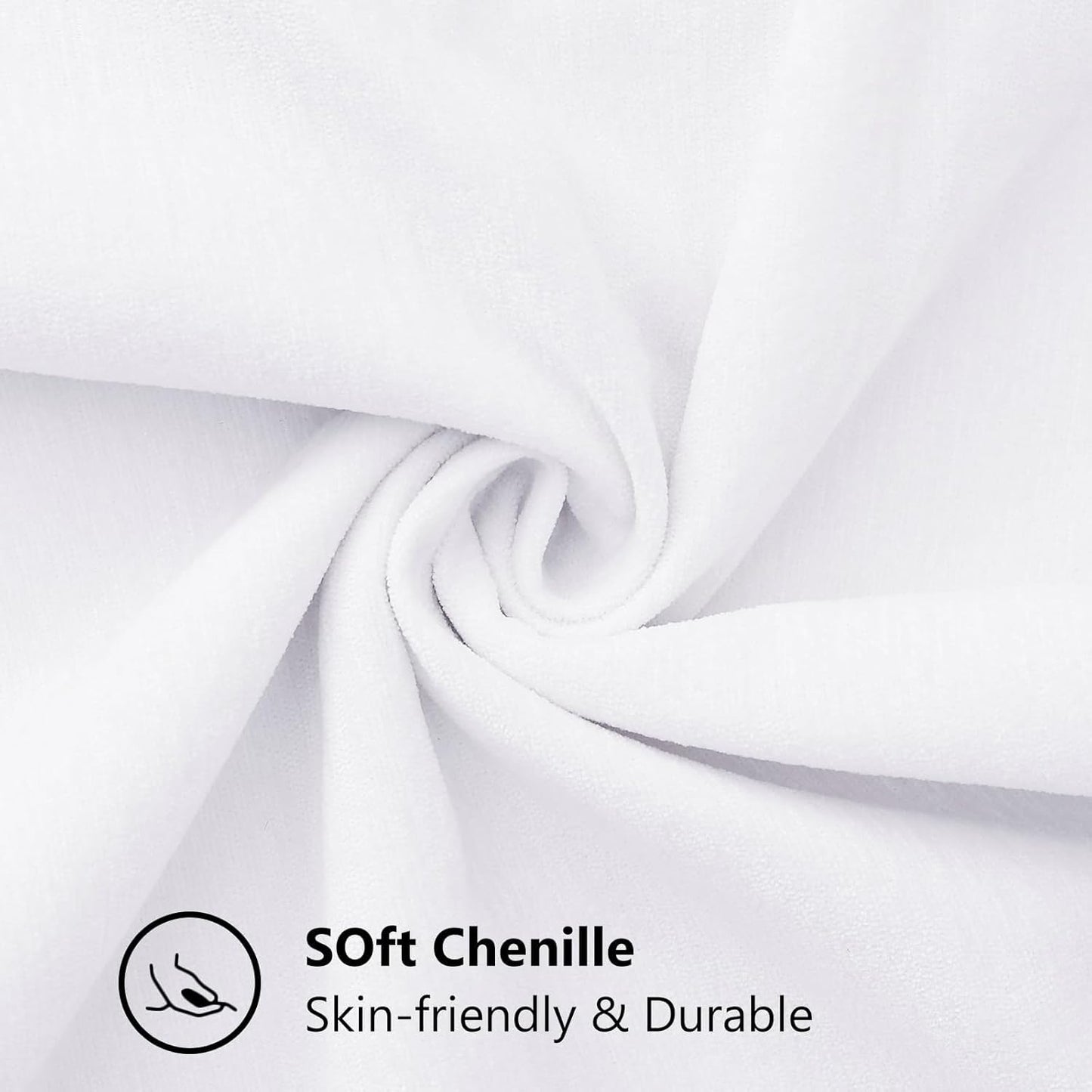 decorUhome Chenille Soft Throw Pillow Covers 12x20 Set of 2, Lumbar Velvet Farmhouse Neutral Decorative Euro Pillow Covers with Stitched Edge for Couch Sofa Bed Home Decor, White