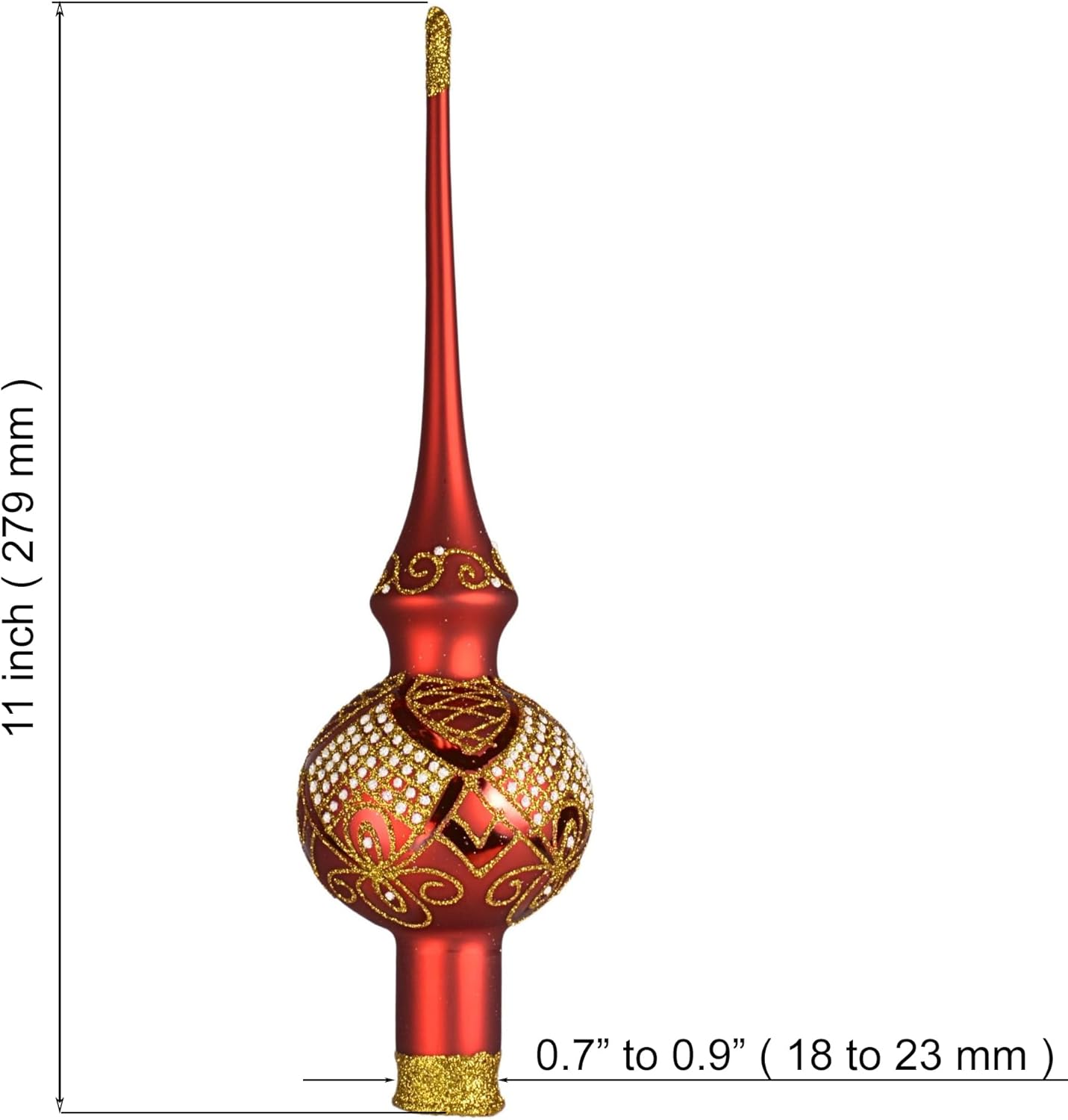 Tender Glass Christmas Tree Topper (red Matte)