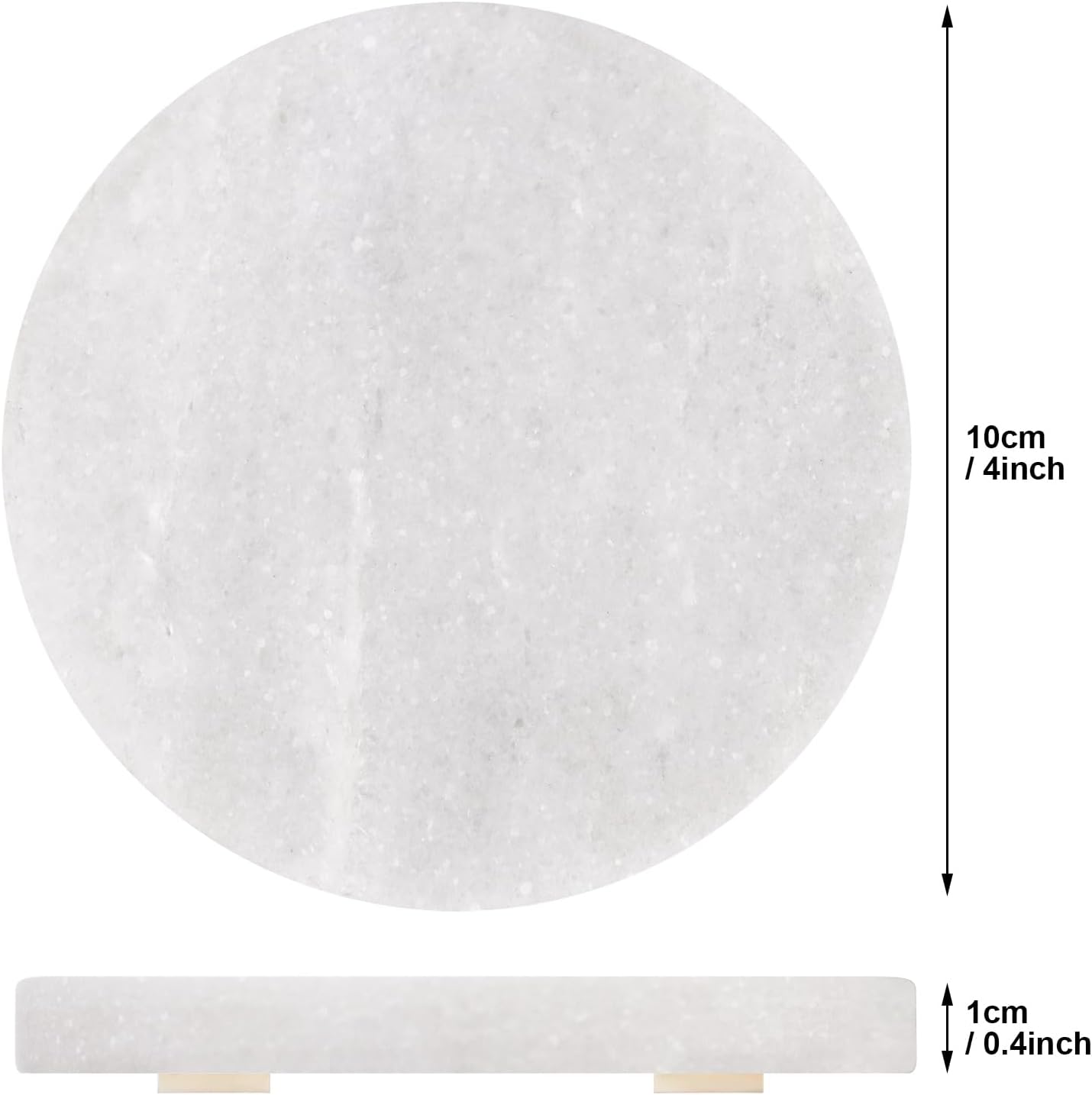 White Marble Coasters with Bling Particles, Set of 4 - Natural Marble Stone Drink Coaster with Protective Silicone Feet, 4 inch Diameter, 0.4 inch Thick - Heat-Resistant Coasters for Coffee Table