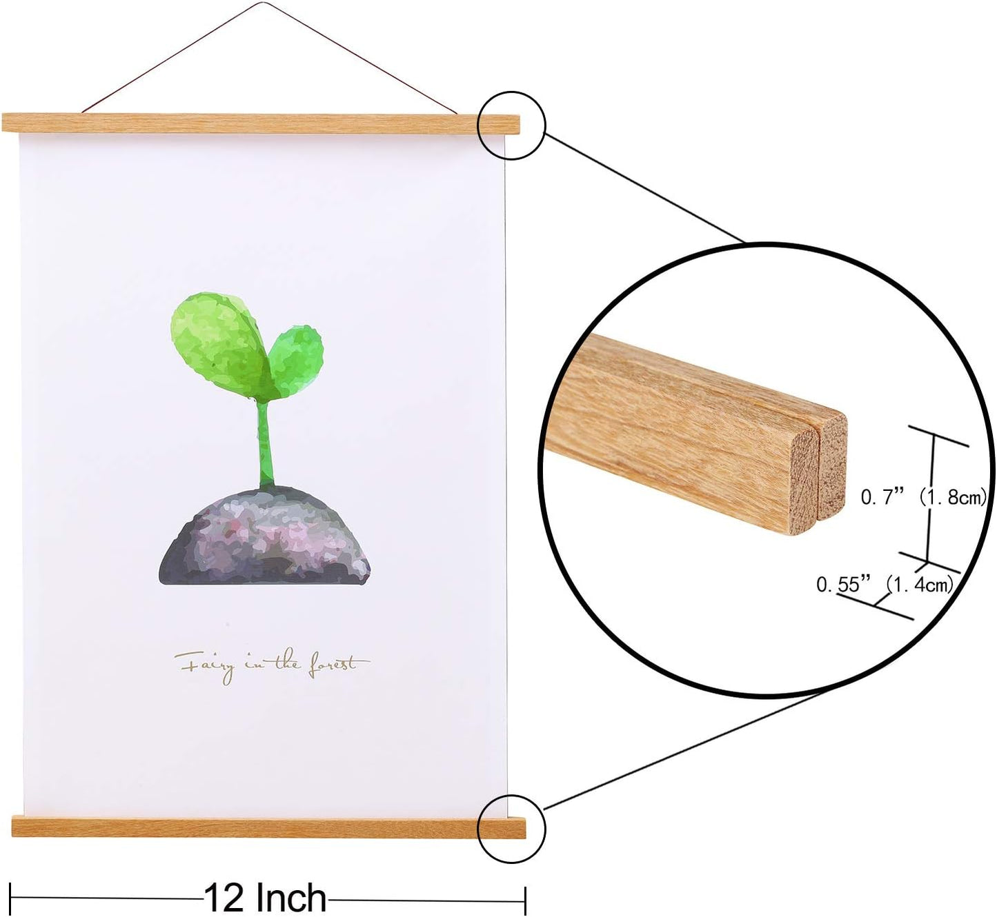 FALAMON Magnetic Poster Hanger Frame, 12x16 12x18 12x24 Teak Wood Magnet Poster Frame for Posters, Prints, Photos, Pictures, Maps, Scrolls, and Canvas Artwork