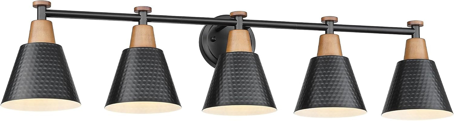 FEMILA 37.4" Black Vanity Light, Black Bathroom Light Fixture, Bathroom Lighting Fixtures Over Mirror with Matte Black Finish, 4FG59B-5W BK