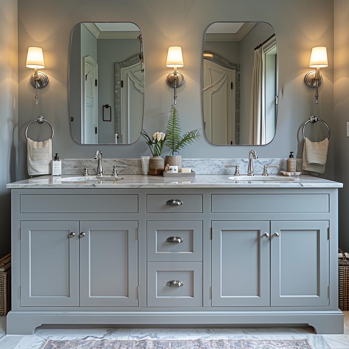 ANDY STAR Chrome Oblong Mirror, 30x48 Inch Polished Chrome Oval Mirror for Bathroom with Stainless Steel Metal Frame, Wall Mouned for Bathroom, Living Room, Entryway