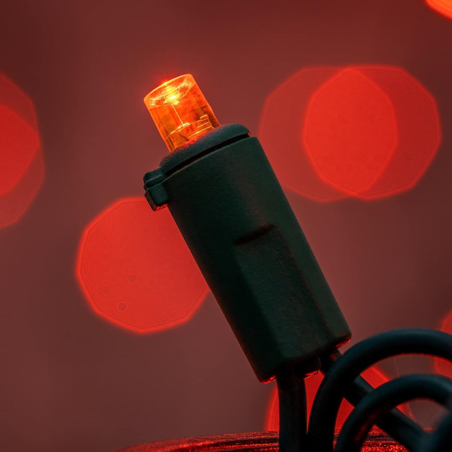 200 Count Orange Wide Angle LED Christmas Lights, 66 ft Green Wire UL Certified Commercial Grade 5mm Holiday String Light Set (Orange)