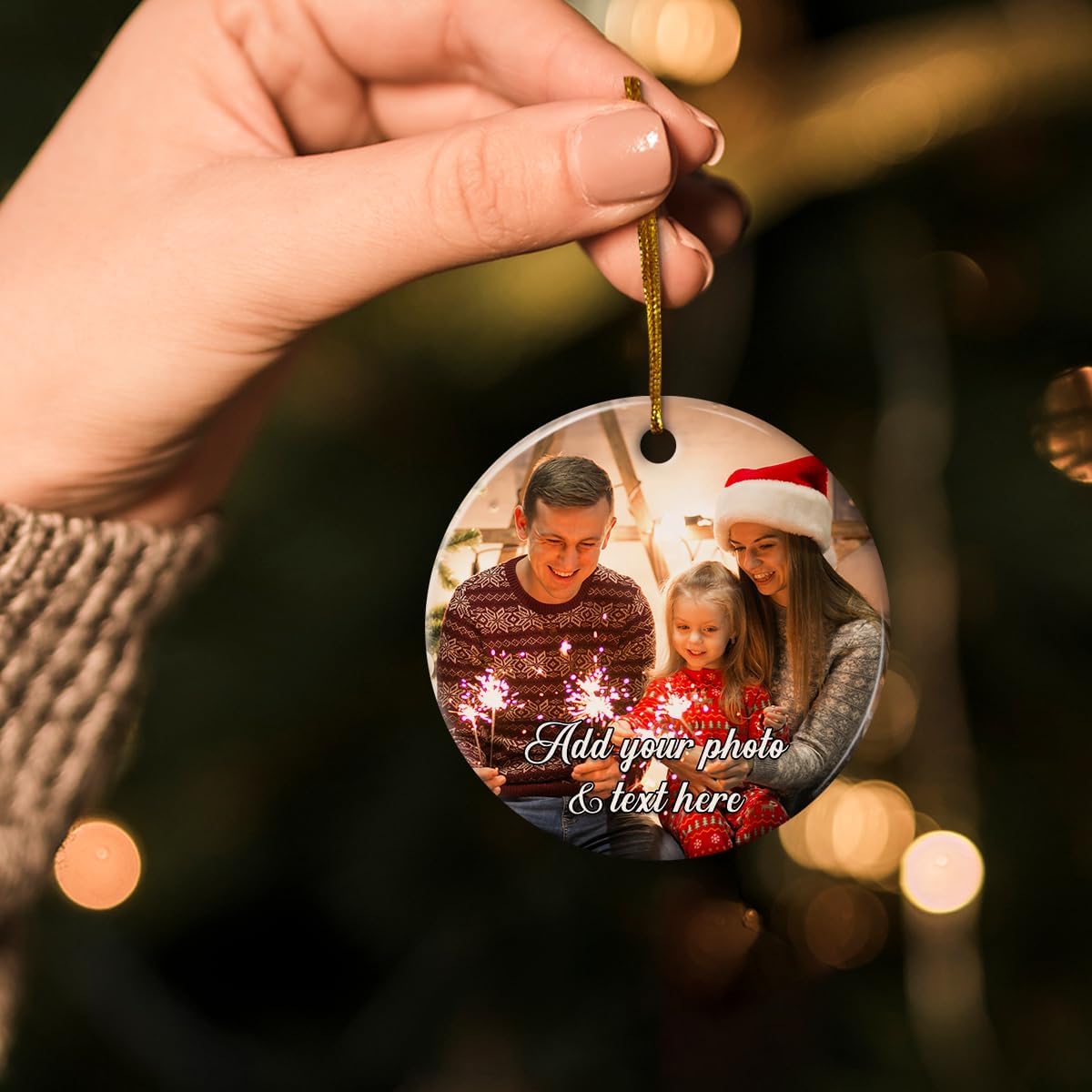 Personalized Christmas Ornament with Photo Picture Custom Ceramic Ornaments for Christmas Tree Create Your Own Ornament Keepsake Gifts Xmas Home Decorations