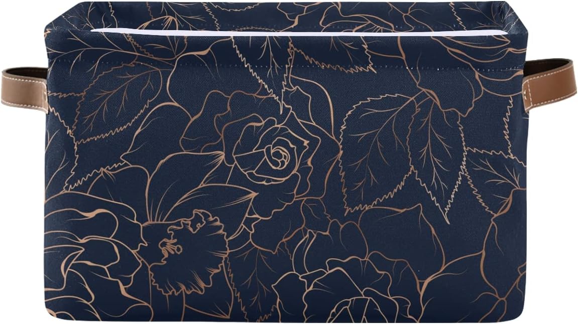 susiyo Foldable Storage Bins Storage Cubes Bin Baskets for Shelves with Handles Decorative Fabric Storage Baskets for Organizing Shelves Closet Nursery Home Toys 1 Pack，Navy Blue