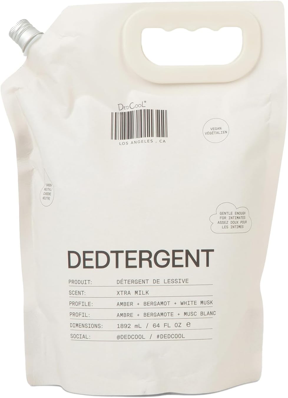 DedCool Liquid Laundry Dedtergent (Xtra Milk Refill 64 oz) Luxurious Fragrance, Scented, Removes Stains, Ideal for 60 Washes, Infused with Essential Oils, Vegan, Non-Toxic, Cruelty & Dye Free