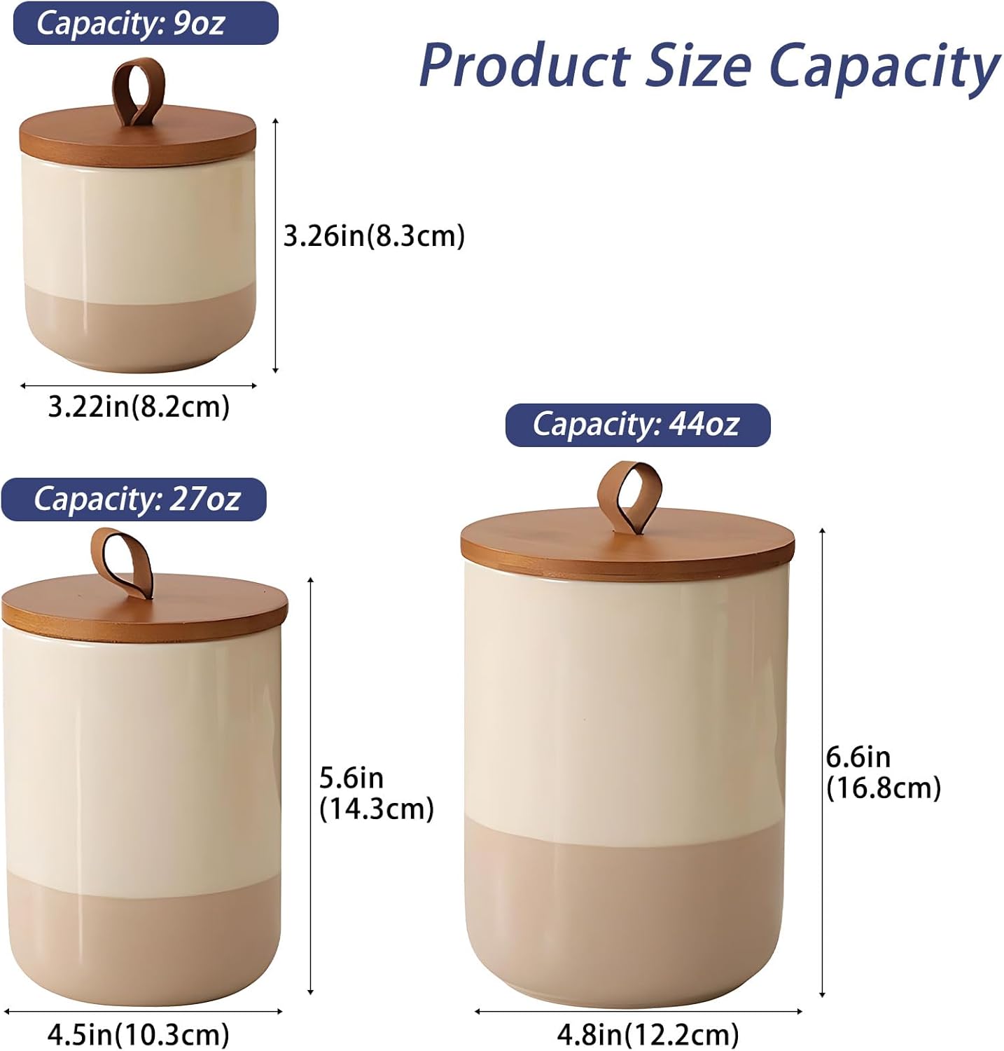 Coffee Canister, Ceramic Food Storage Jars with Lids Salt Matcha Container Brown Sugar Container Bowl for Kitchen Tea, Coffee Beans, Spice (#001Khaki-9oz/260ml)