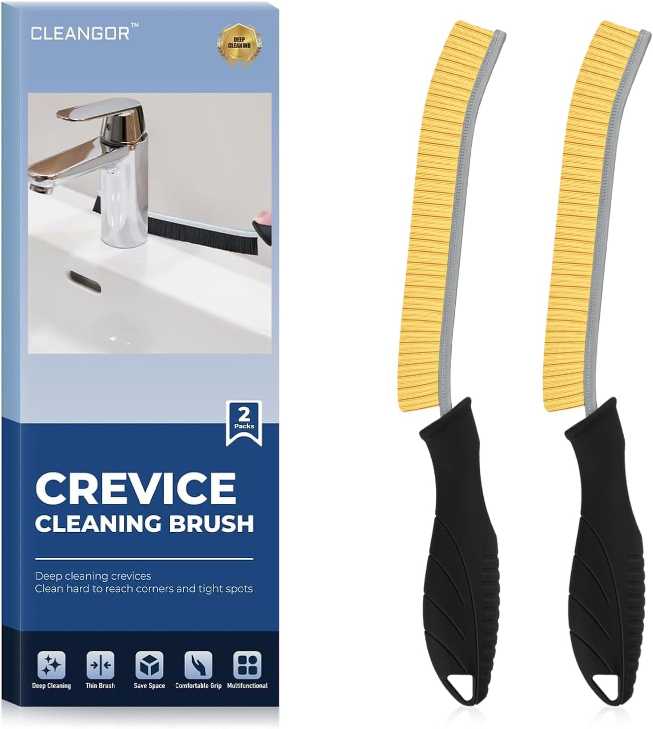 Crevice Cleaning Brushes, Cleaner Scrub Brush Tool for Hard to Reach Tight Space, Home Essentials, Cleaning Supplies for Shower, Bathroom, Kitchen, Toilet, Window