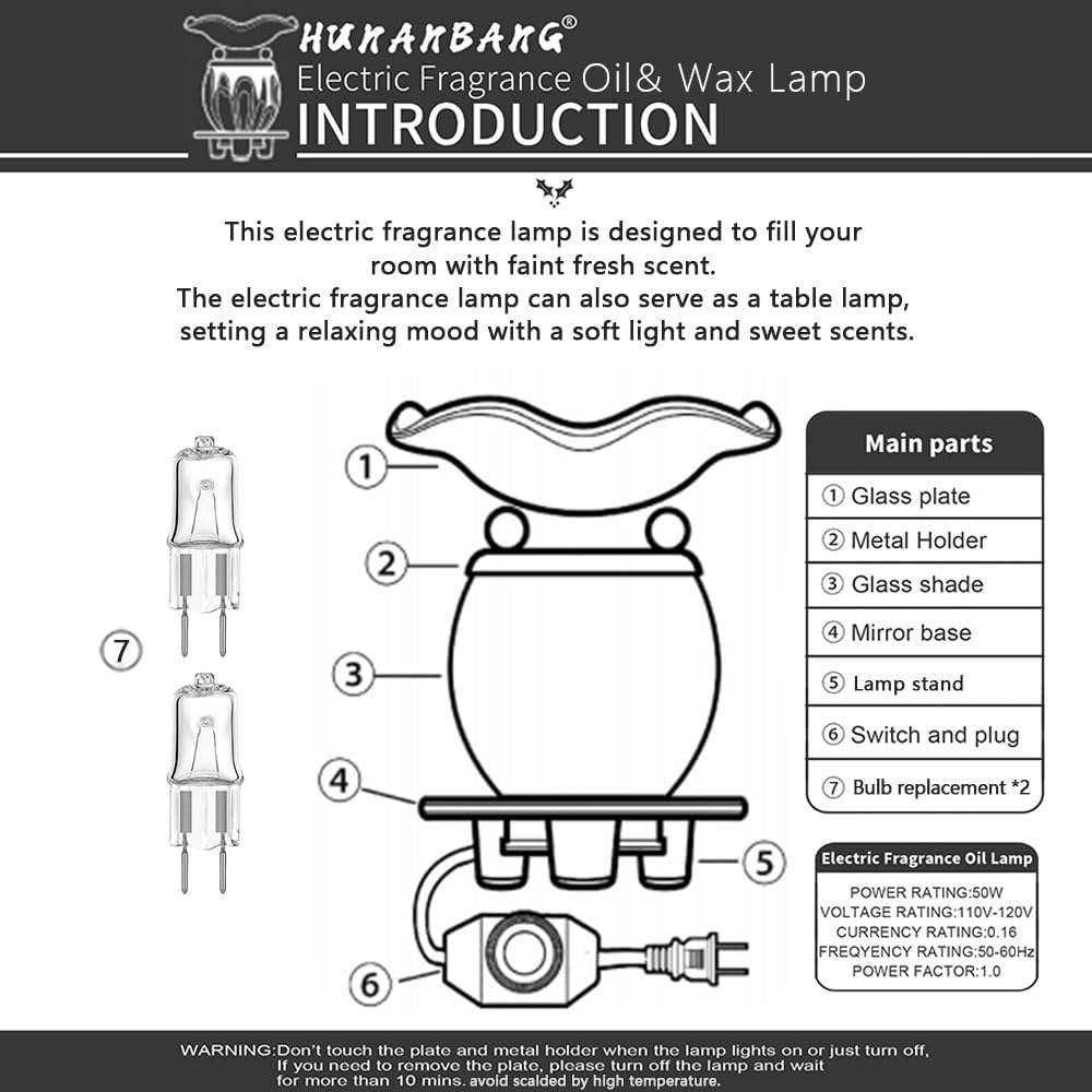 HUNANBANG 3 in 1 Electric Oil Warmer Wax Melter Fragrance Burner (blue)