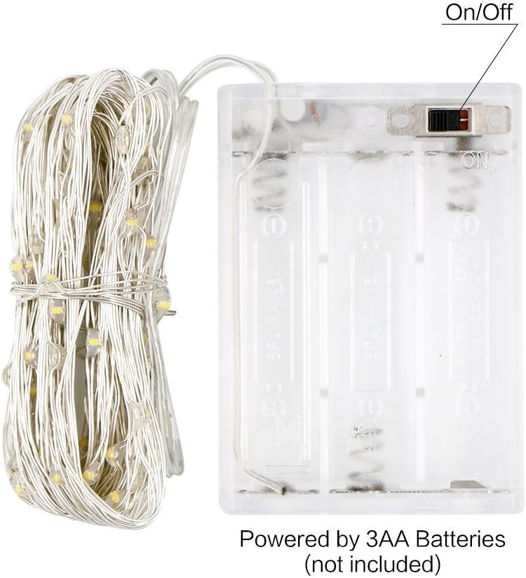 ANJAYLIA 10Ft/3M 30 LED Battery Operated Starry Fairy Lights String Lights for Party Home Wedding Festival Decoration, White