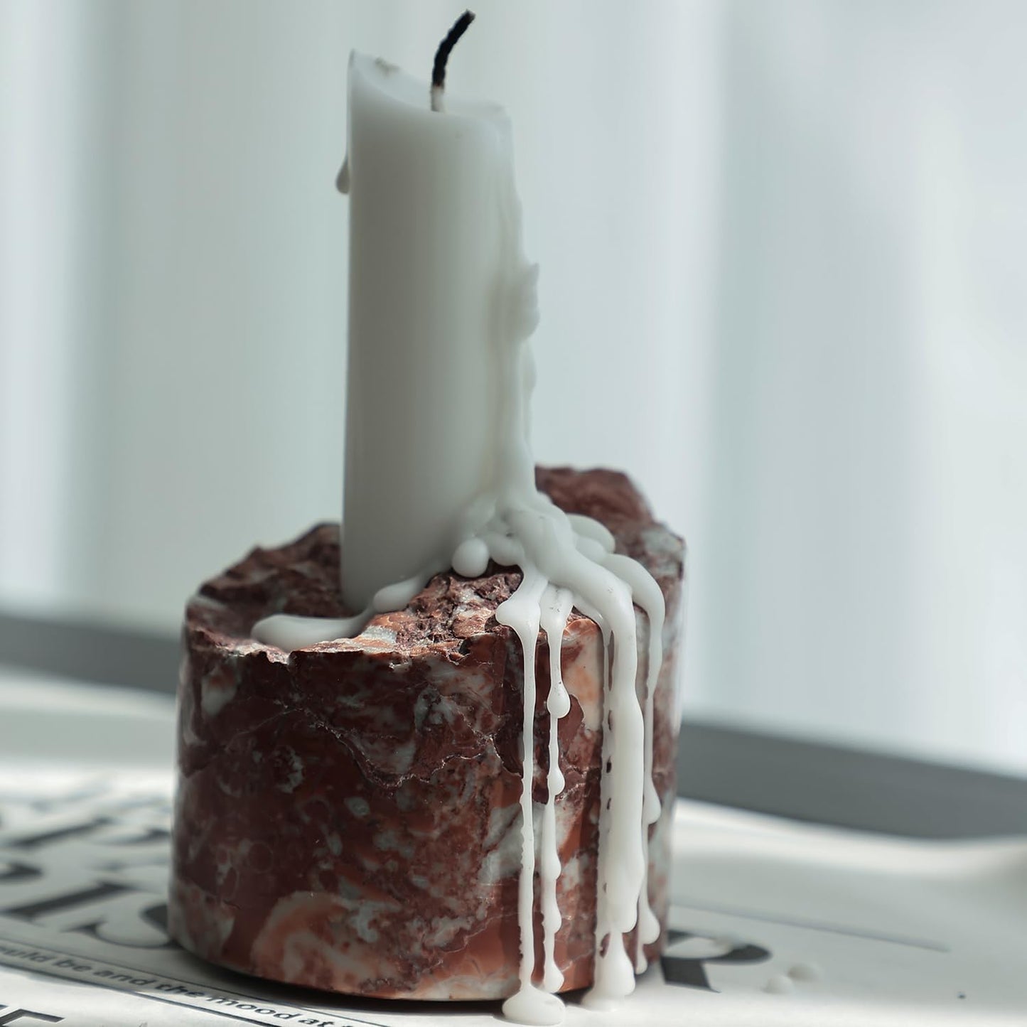 Travertine Candle Holder - Handmade Marble Candlestick Holder for Taper Candle - Vintage Small Stone Candle Sticks Holder Decor for Table Centerpieces, Wedding, Party, Fits 3/4 Inch Thick Candle