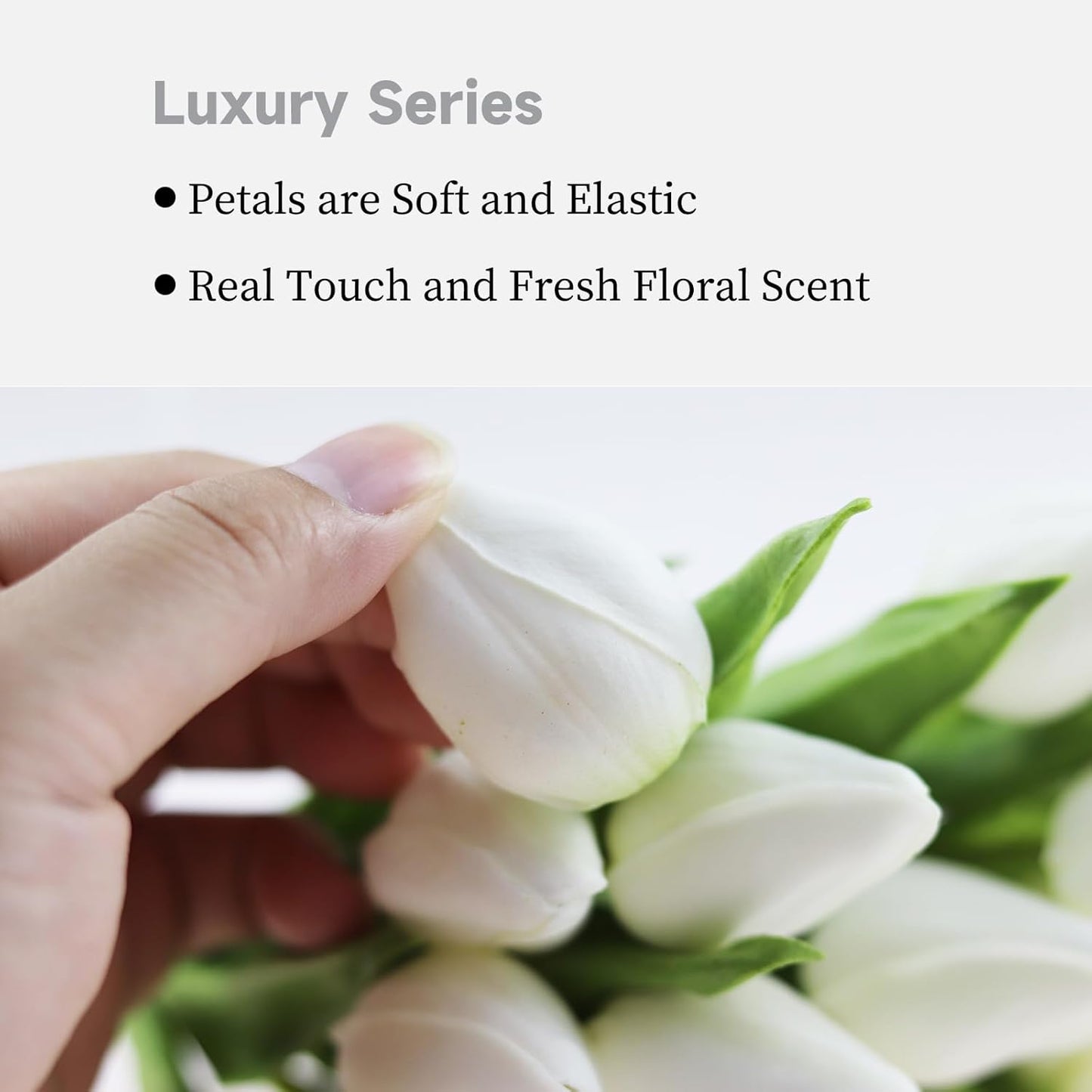 Buart Artificial Tulip in Bulk for Home Kitchen Wedding Bridal Bouquet,Fake White Flowers for Valentine's Day Mother's Day Easter Table Centerpieces Decorations(Mini Size,Real-Touch,12pcs)