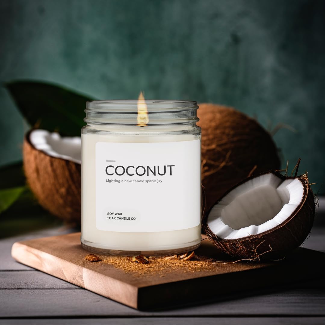 1OAK Soy Wax Scented Candle (Coconut) - Long Burning Premium Hand-Poured (7oz.)