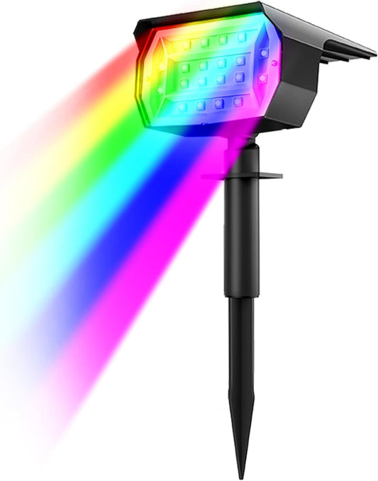 nipify Solar Spot Lights Outdoor Color Changing, 7 Modes Halloween RGB Solar Powered Waterproof Spotlight, Landscape Lighting for Outside Yard Garden Pathway