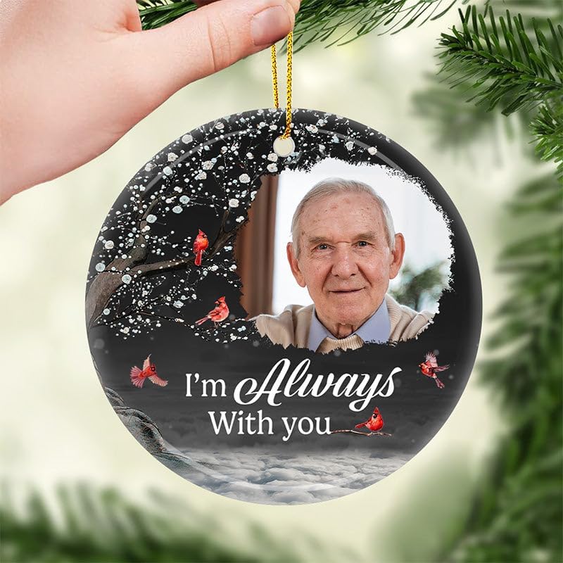 Pawfect House Custom Photo 2D Ceramic Ornament, Personalized Christmas Memorial Sympathy Gifts for Family Members, I Hold You Tightly Within My Heart, Memorial Ornaments, Christmas Tree Decorations