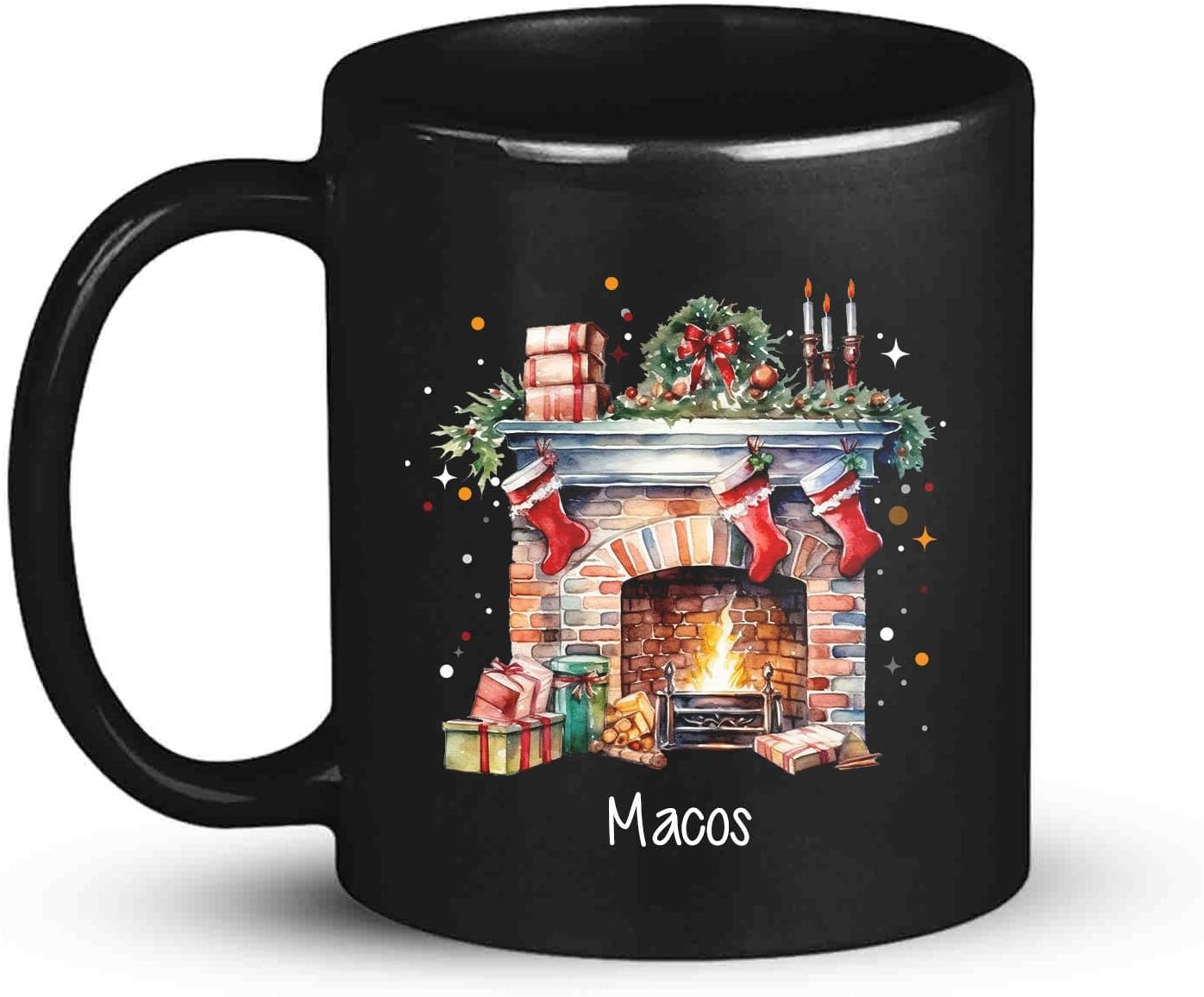 Cute Christmas Design Coffee Mug, Customized Name Black Cup For Christmas, Custom Christmas Themed Ceramic Mug 11oz 15oz, Personalized Christmas Decorative Cup, Gift For Friend Coworker