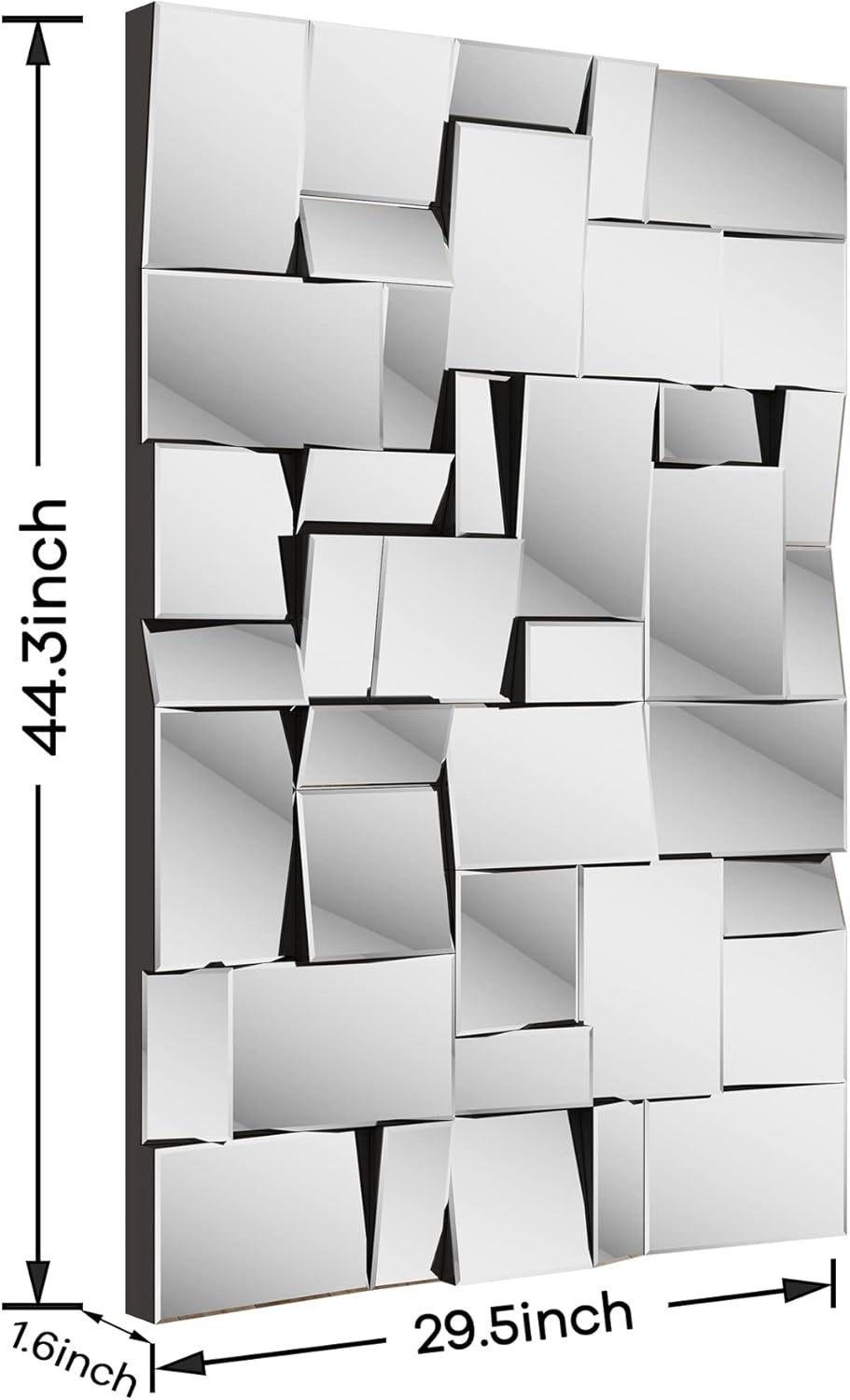 KOHROS Modern Geometric Irregular Mirror for Wall Decor 44" x 30" Decorative Mirror with Beveled Glass for Entryway Hallway Living Room Home Decor Horizontal or Vertical Hanging