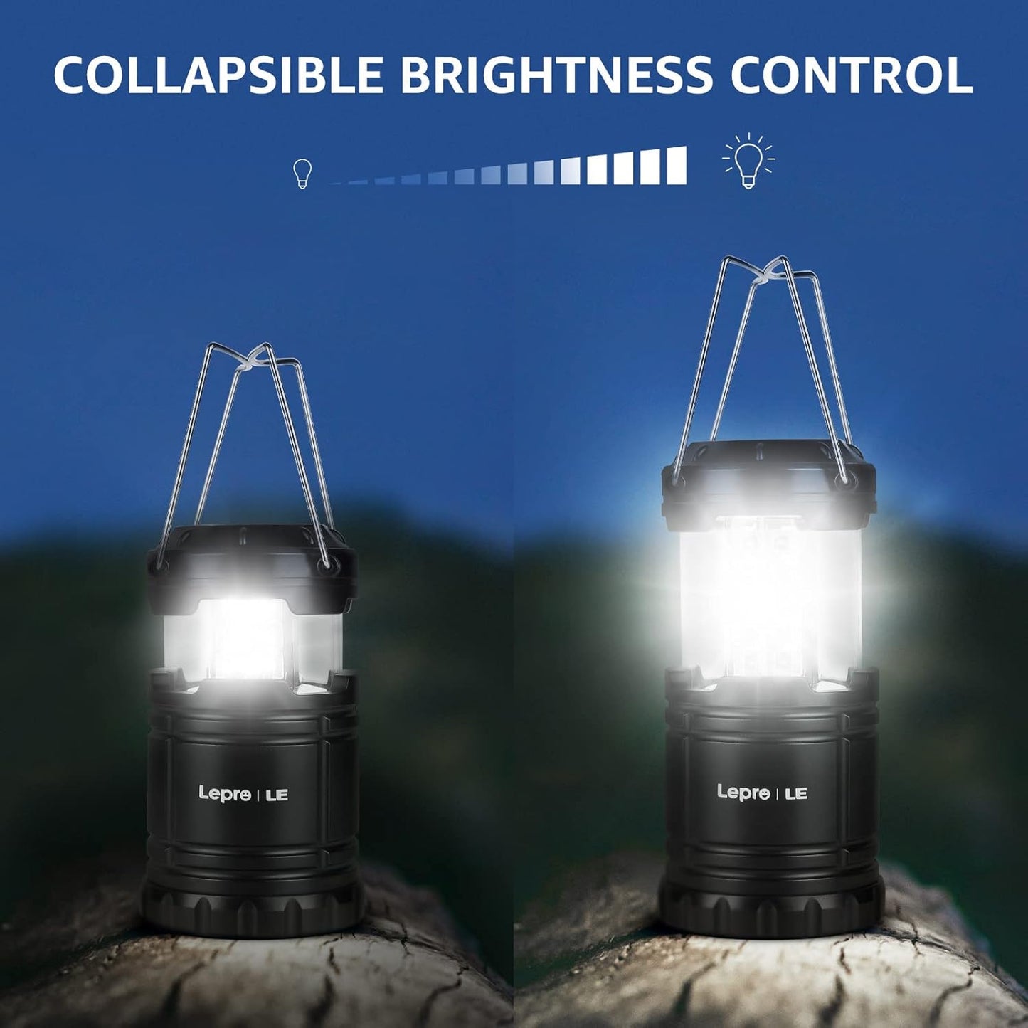 Lepro LED Camping Lanterns Battery Powered, Collapsible, IPX4 Water Resistant, Outdoor Portable Lights for Emergency, Hurricane, Storms and Outages