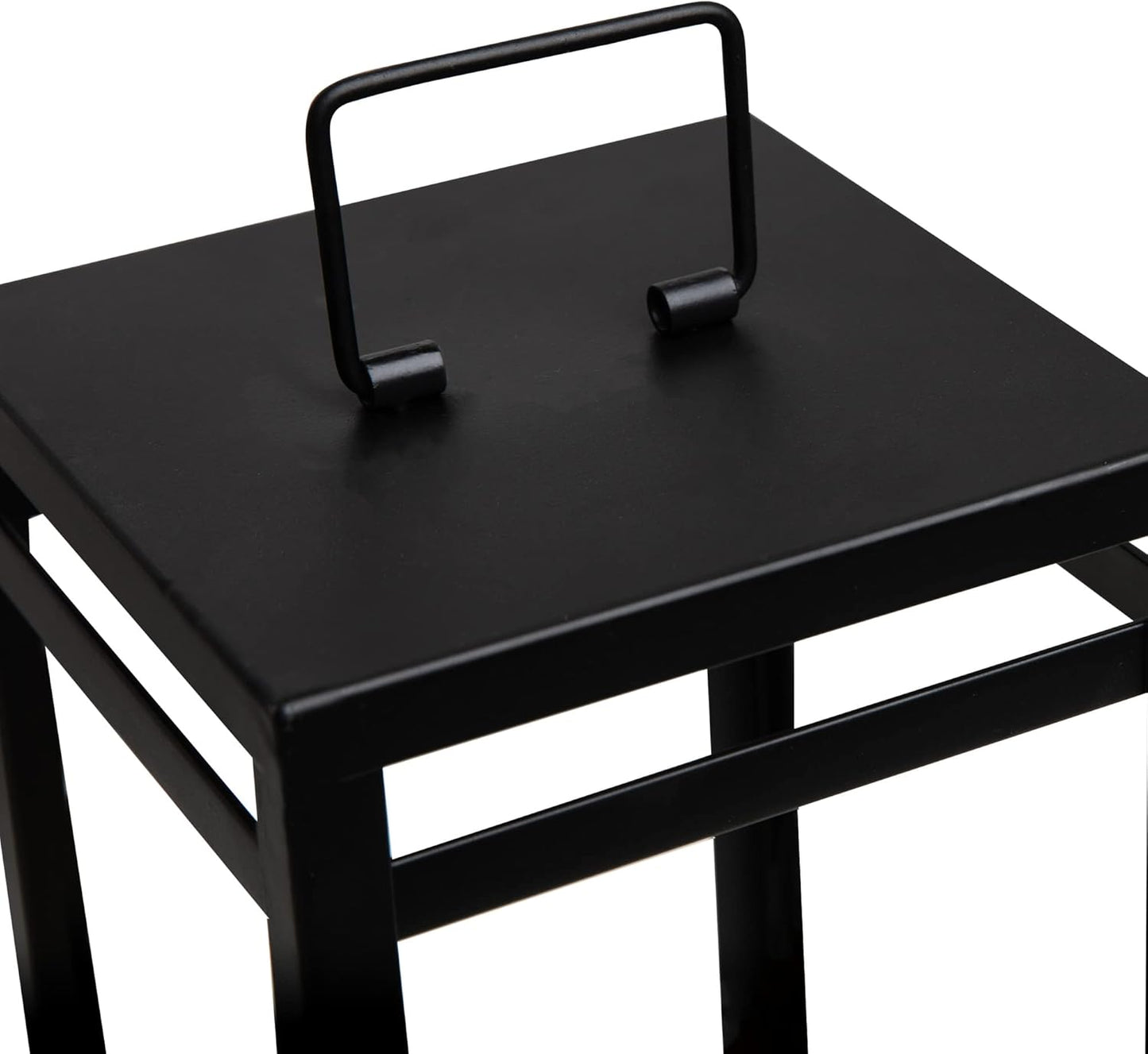 HPC Decor Black Metal Candle Lanterns Set of 2- Lanterns Decorative w/ LED Timer Candles- 15.8'' & 12.6'' Chunky Modern Farmhouse Lantern Decor for Indoor,Outdoor,Fireplace,Porch (No Glass)