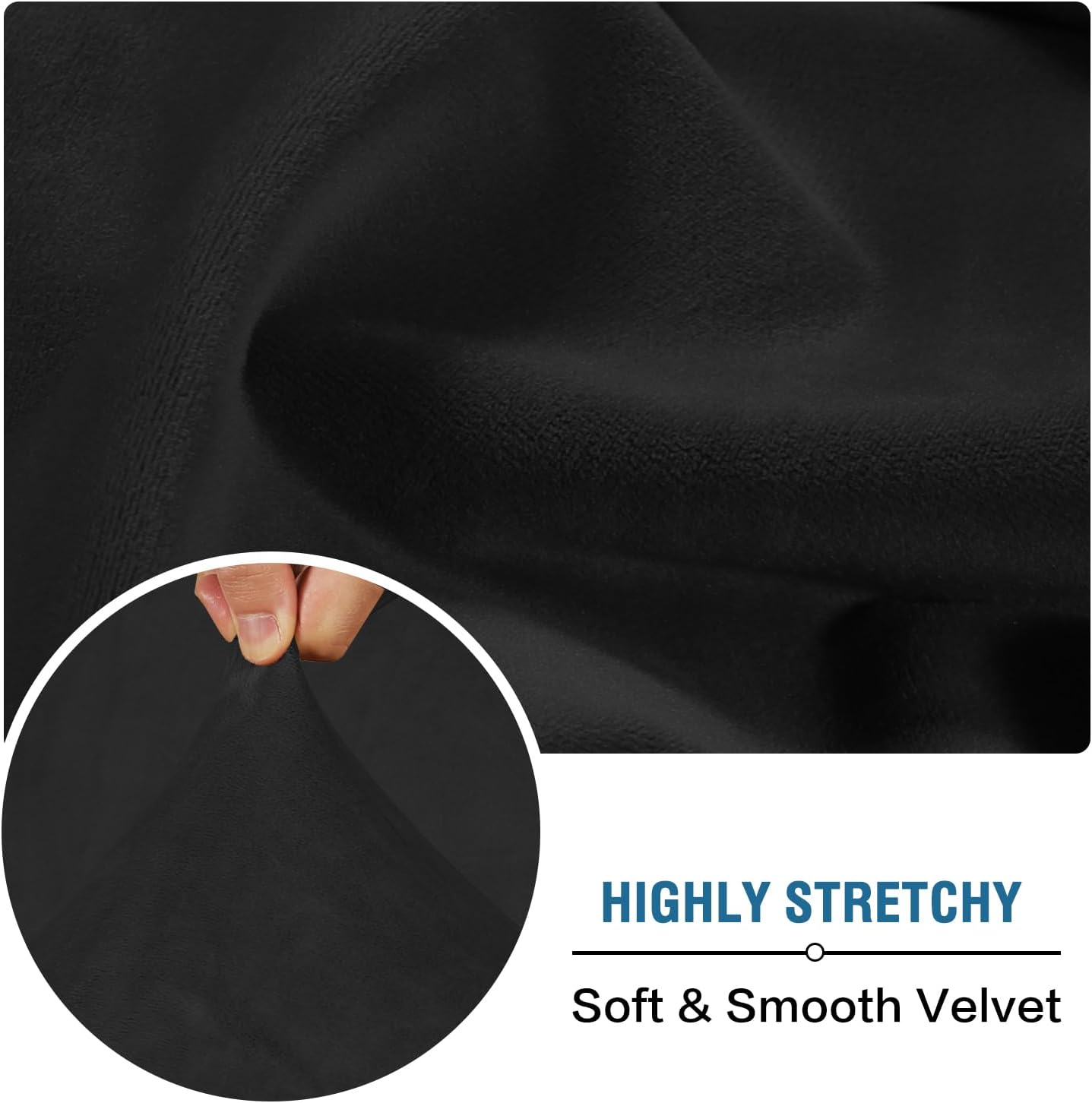 H.VERSAILTEX Velvet Stretch Individual Couch Cushion Cover Plush Slipcover for Loveseat Sofa Furniture Protector Seat Cover (1 Piece Loveseat Cushion Cover, Black)