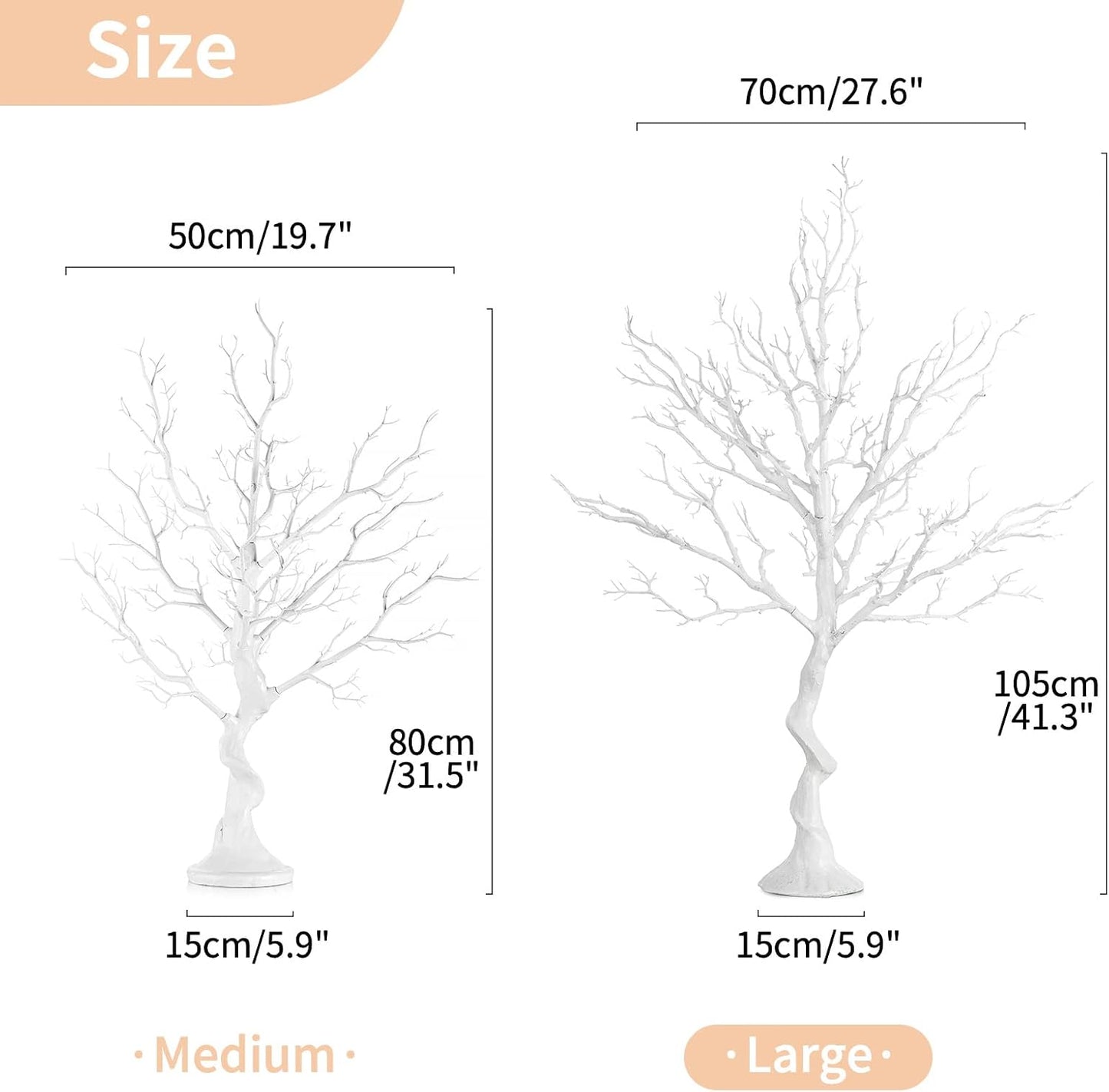 NUPTIO Artificial Christmas Tree Branch: 3.44 feet Tall White Manzanita Tree Halloween Centerpiece Wedding Centerpieces for Tables - Decorative Ornament Display Tree Branches for Weddings (1 Pc)