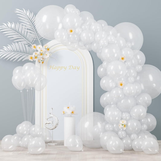 130pcs Clear Balloons Different Sizes 18" 12" 10" 5" Transparent Latex Balloon Garland Arch Kit for Birthday Baby Shower Graduation Wedding Gender Reveal Anniversary Party Decorations