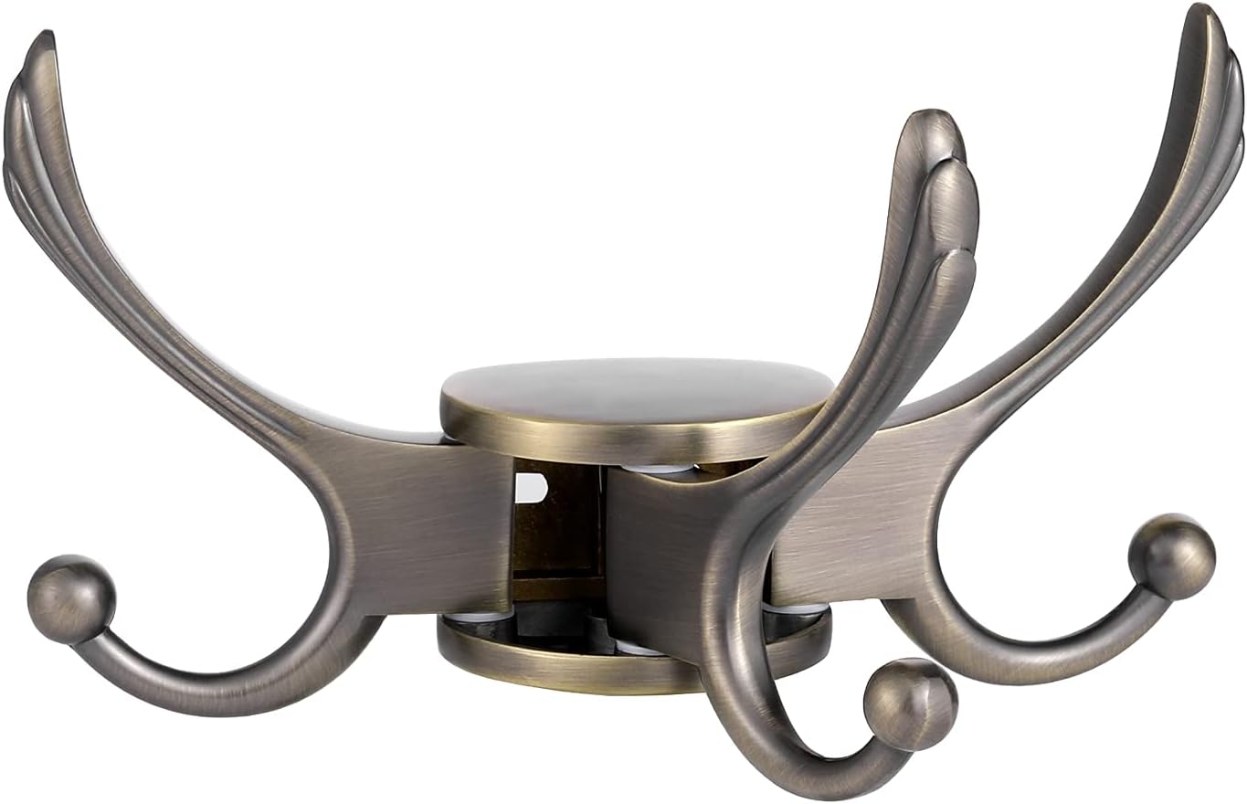 Swivel Coat Hook 2 Pack Heavy Duty Space Saving Towel Rope Hook Wall Mount Triple Swing Arms for RV Bathroom Kitchen Garage,Rustic Bronze