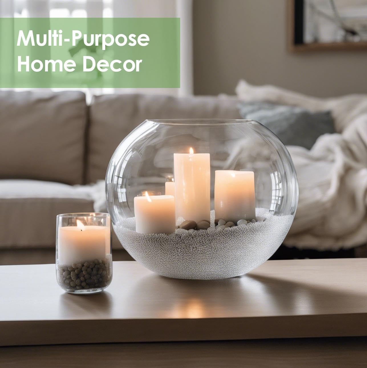 Craft And Party, Glass Bubble Bowl, 4.5" Height x 6" Width Glass Fish Bowl Vase, Bubble Bowl vase for Terrarium, Flower vase Centerpiece